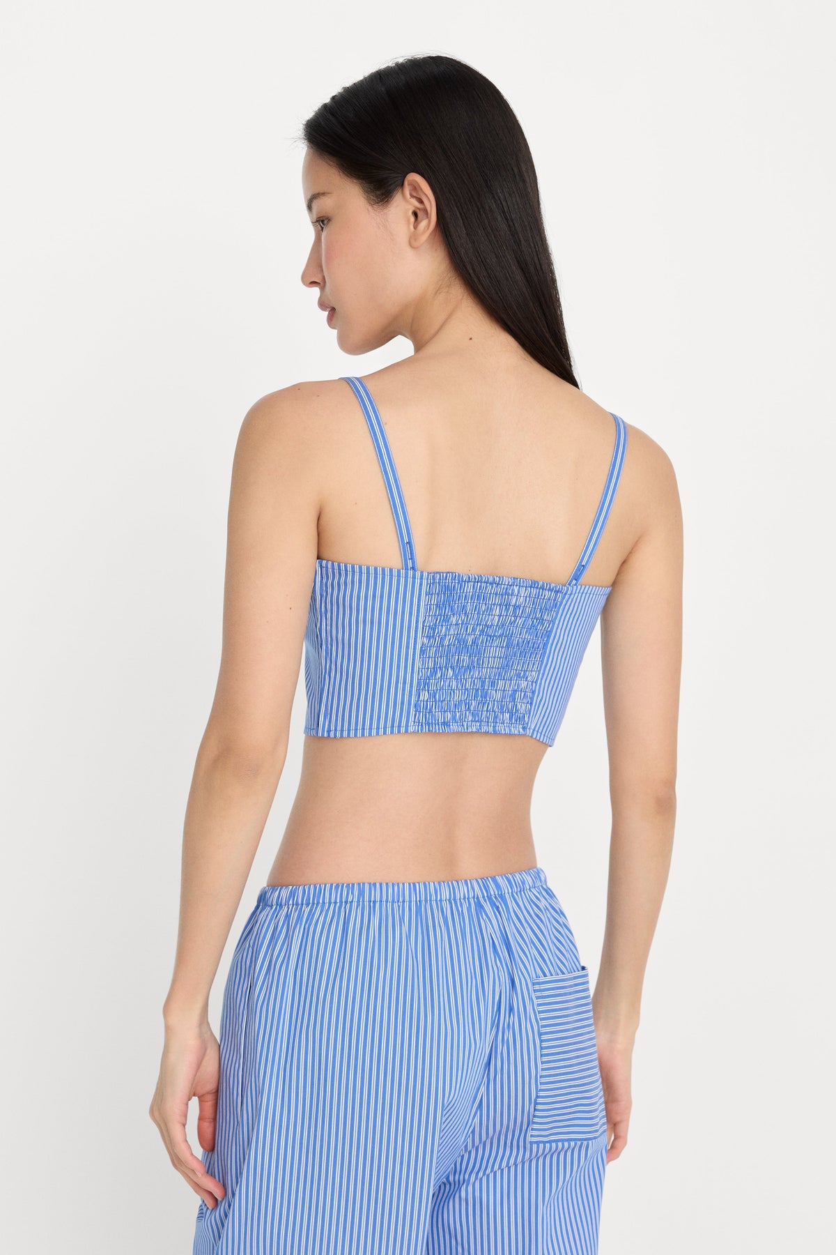 Premium POPLIN BUSTIER CAMI TOP BLUE AND WHITE STRIPE