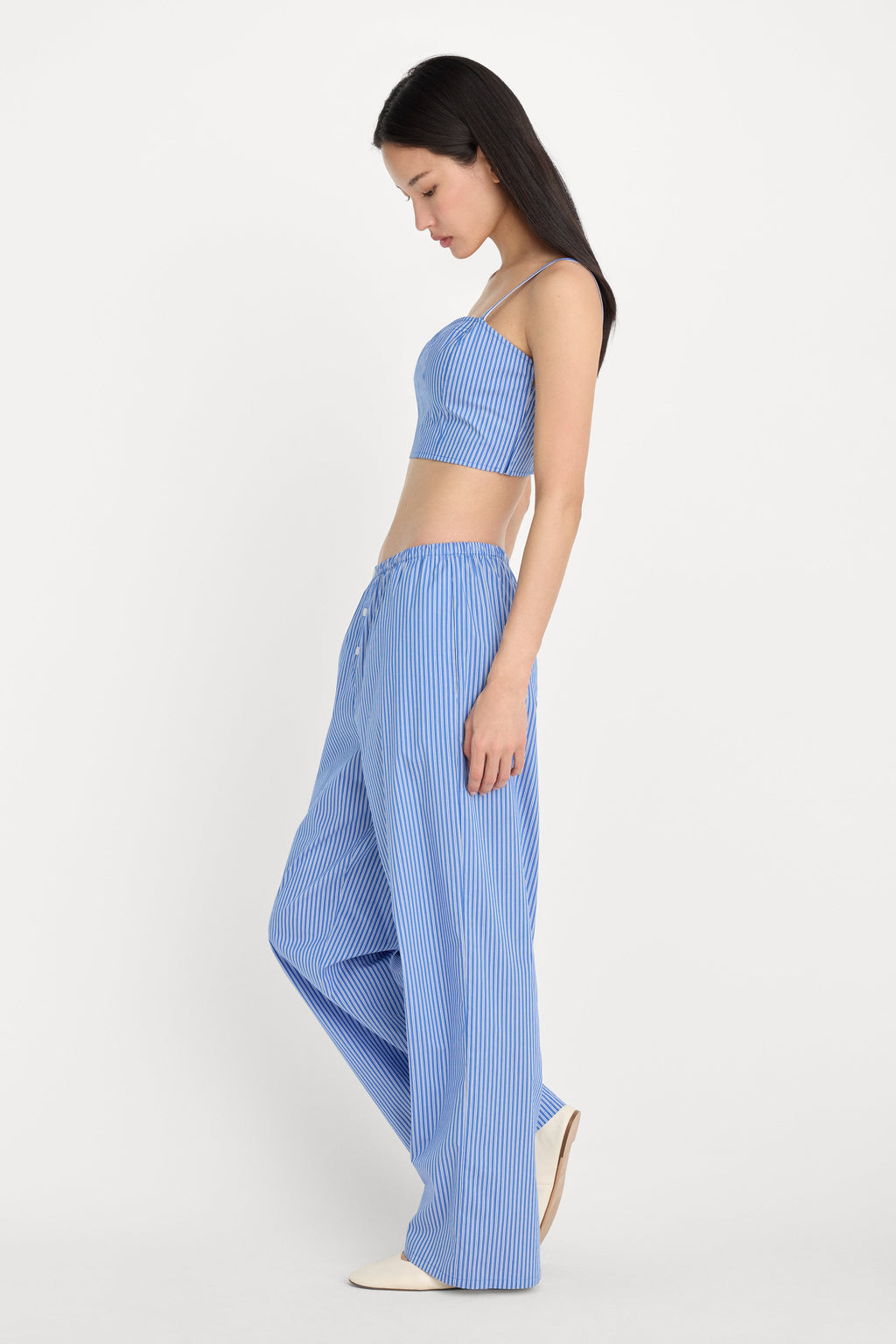 Premium POPLIN PULL ON PANTS BLUE & WHITE STRIPE