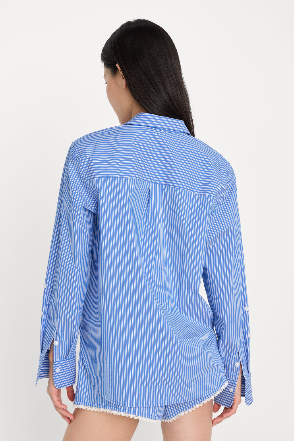 Premium POPLIN CLASSIC BOXY SHIRT BLUE & WHITE STRIPE