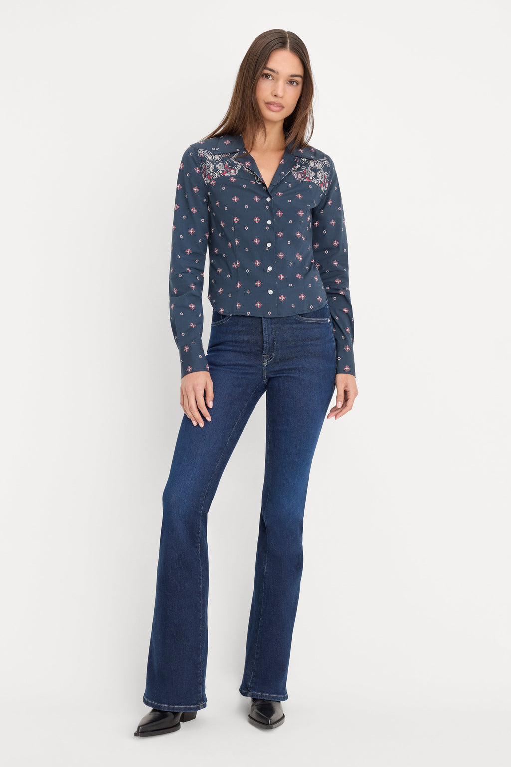 Premium DOLLY TAILORED POPLIN SHIRT NEW NAVY BANDANA PRINT
