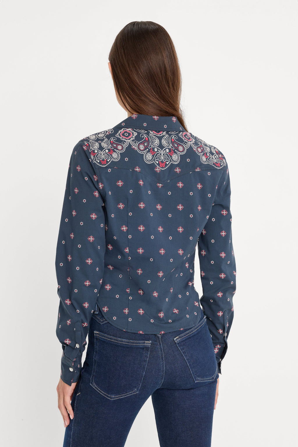 Premium DOLLY TAILORED POPLIN SHIRT NEW NAVY BANDANA PRINT