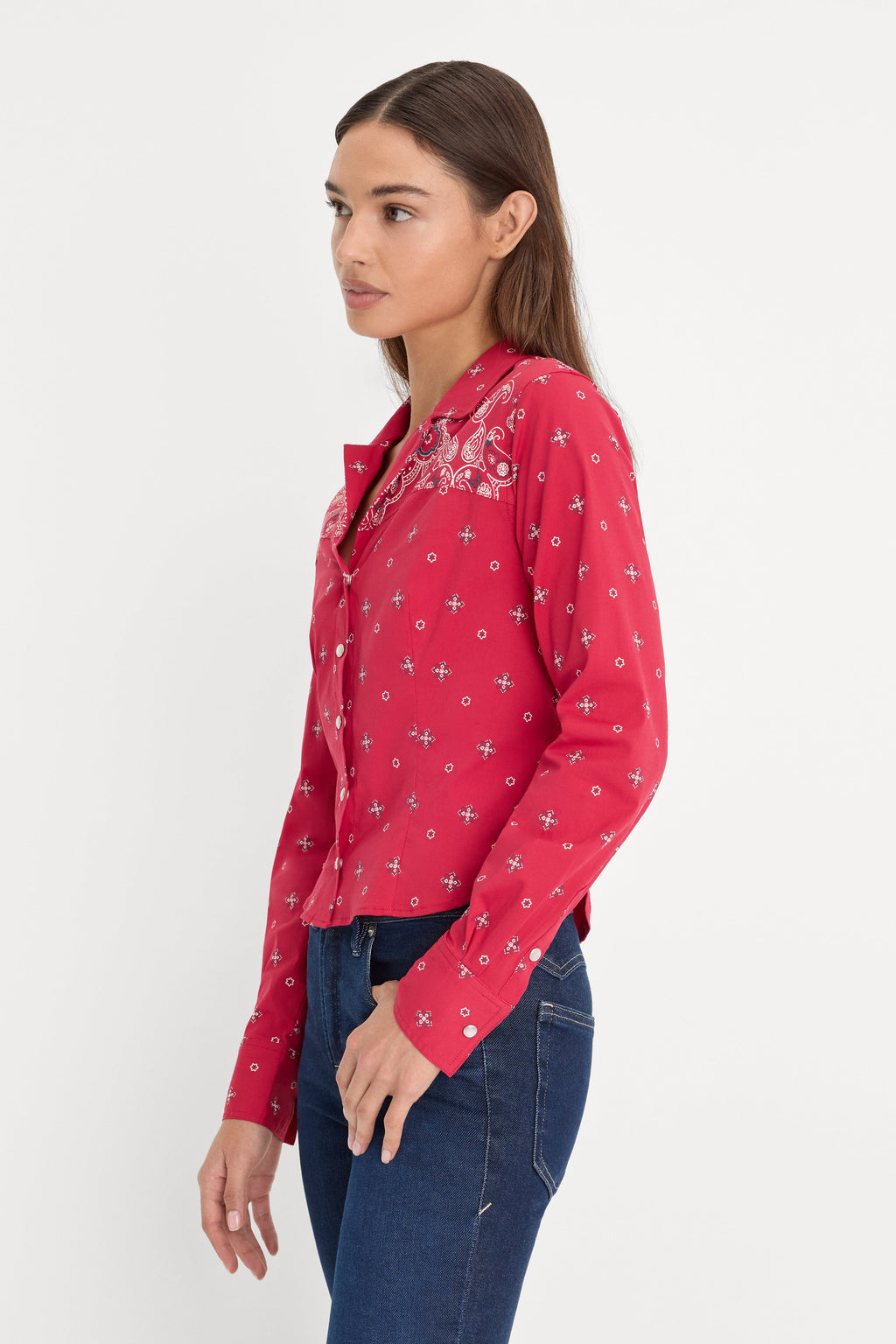 Premium DOLLY TAILORED POPLIN SHIRT FLARE BANDANA PRINT