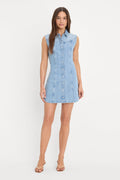 Premium DOLLY SLEEVELESS DENIM MINI DRESS LIGHT BLUE