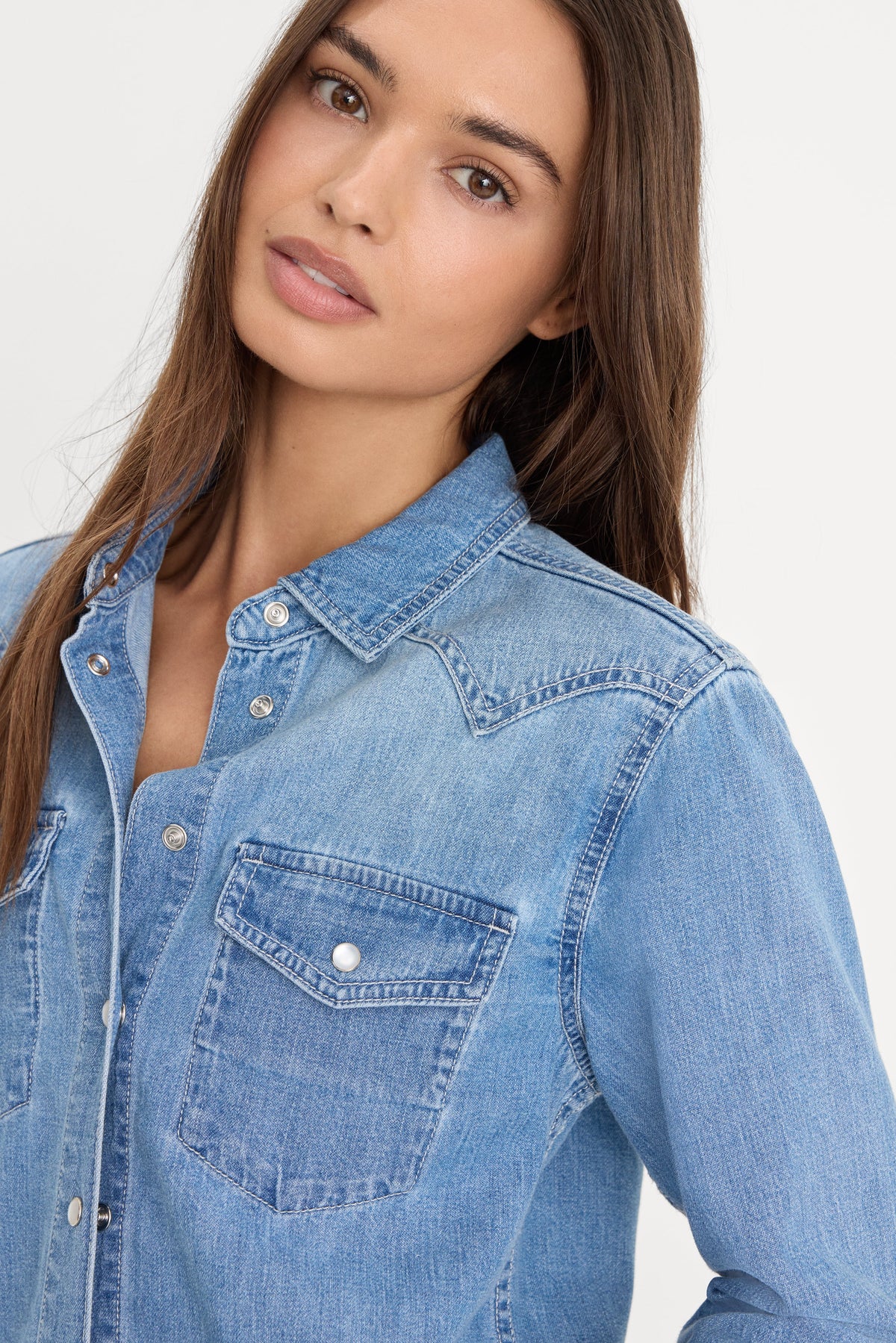 Premium DOLLY SLIM FIT DENIM SHIRT LIGHT BLUE