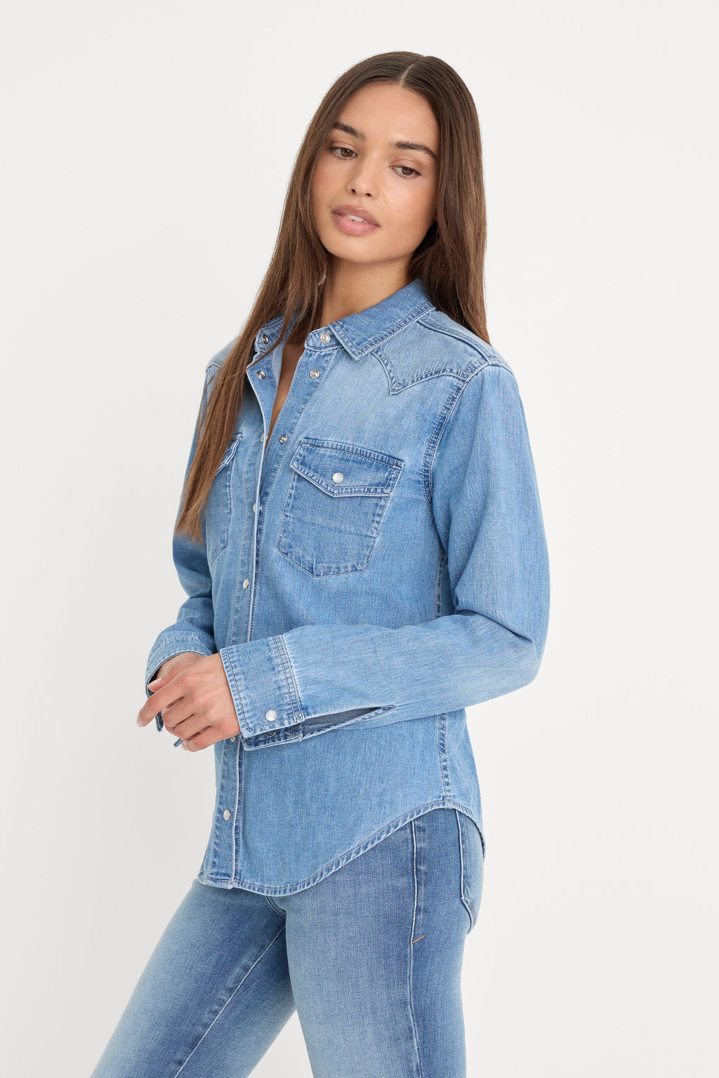 Premium DOLLY SLIM FIT DENIM SHIRT LIGHT BLUE
