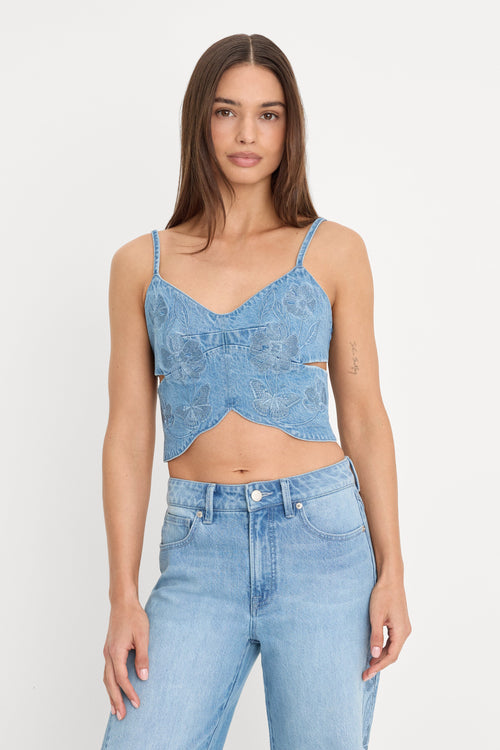 Premium DOLLY BUTTERFLY TOP INDIGO1201