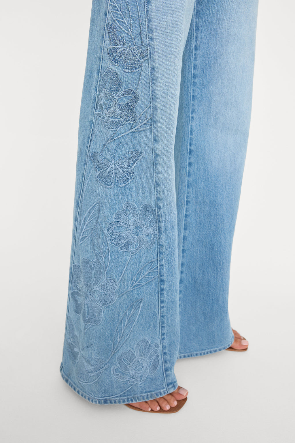 Premium DOLLY JOLEANS EMBROIDERED GOOD WAIST PALAZZO JEANS INDIGO1202