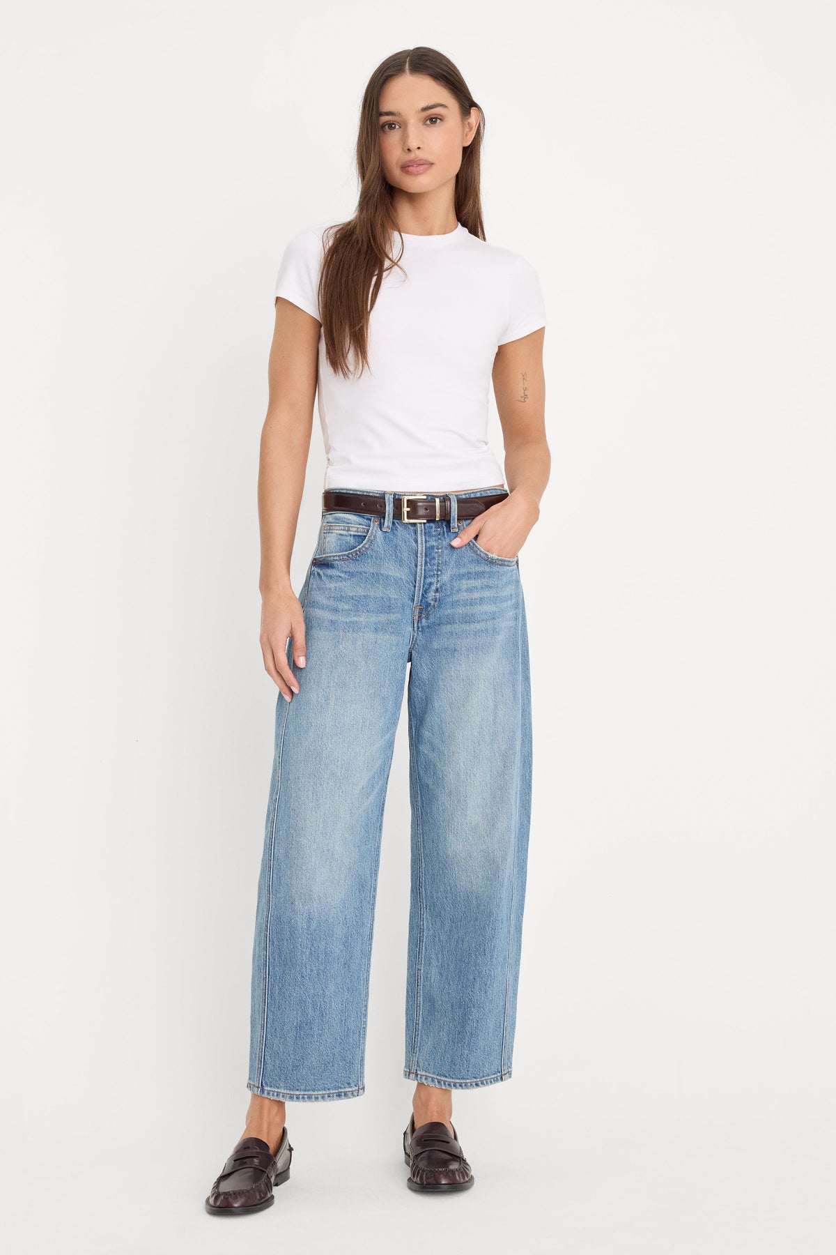 Premium VINTAGE BARREL ANKLE JEANS INDIGO1350