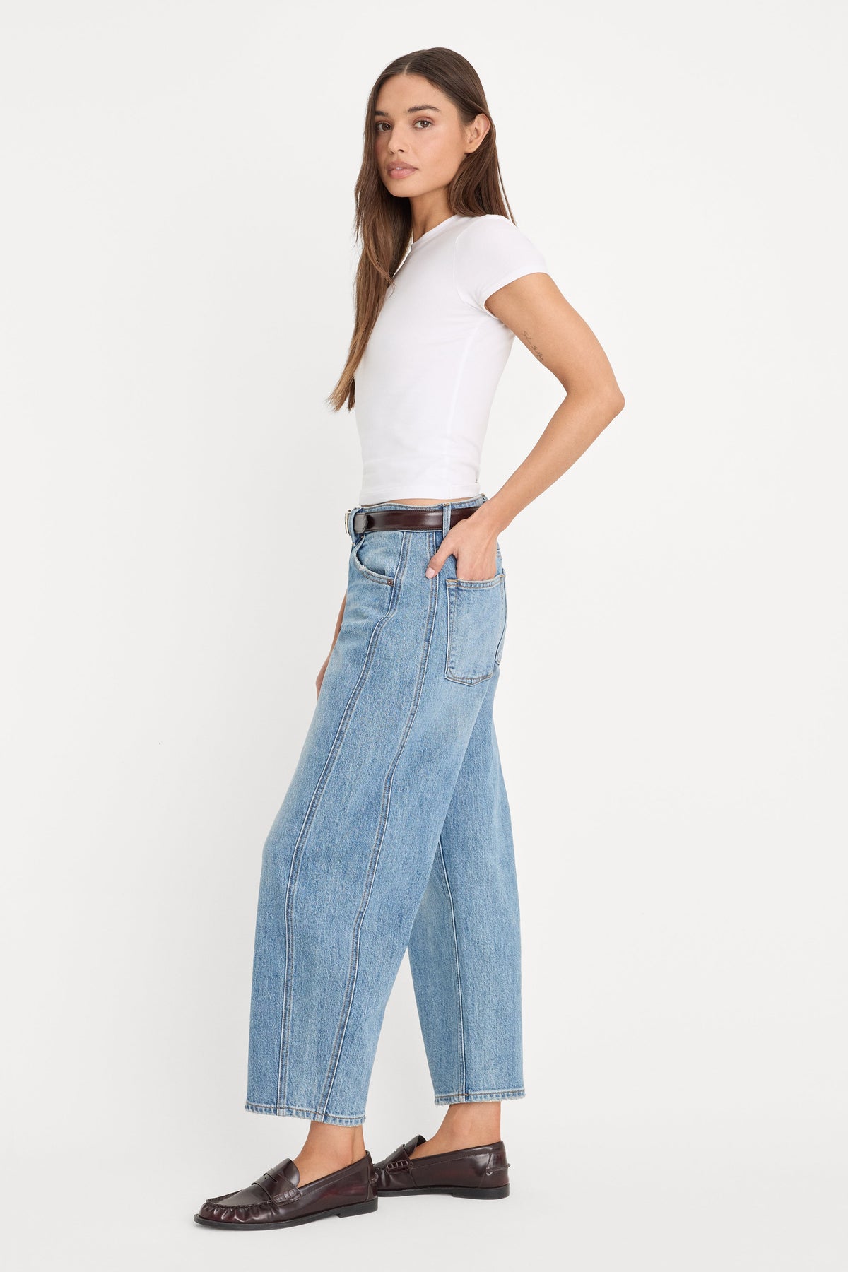 Premium VINTAGE BARREL ANKLE JEANS INDIGO1350