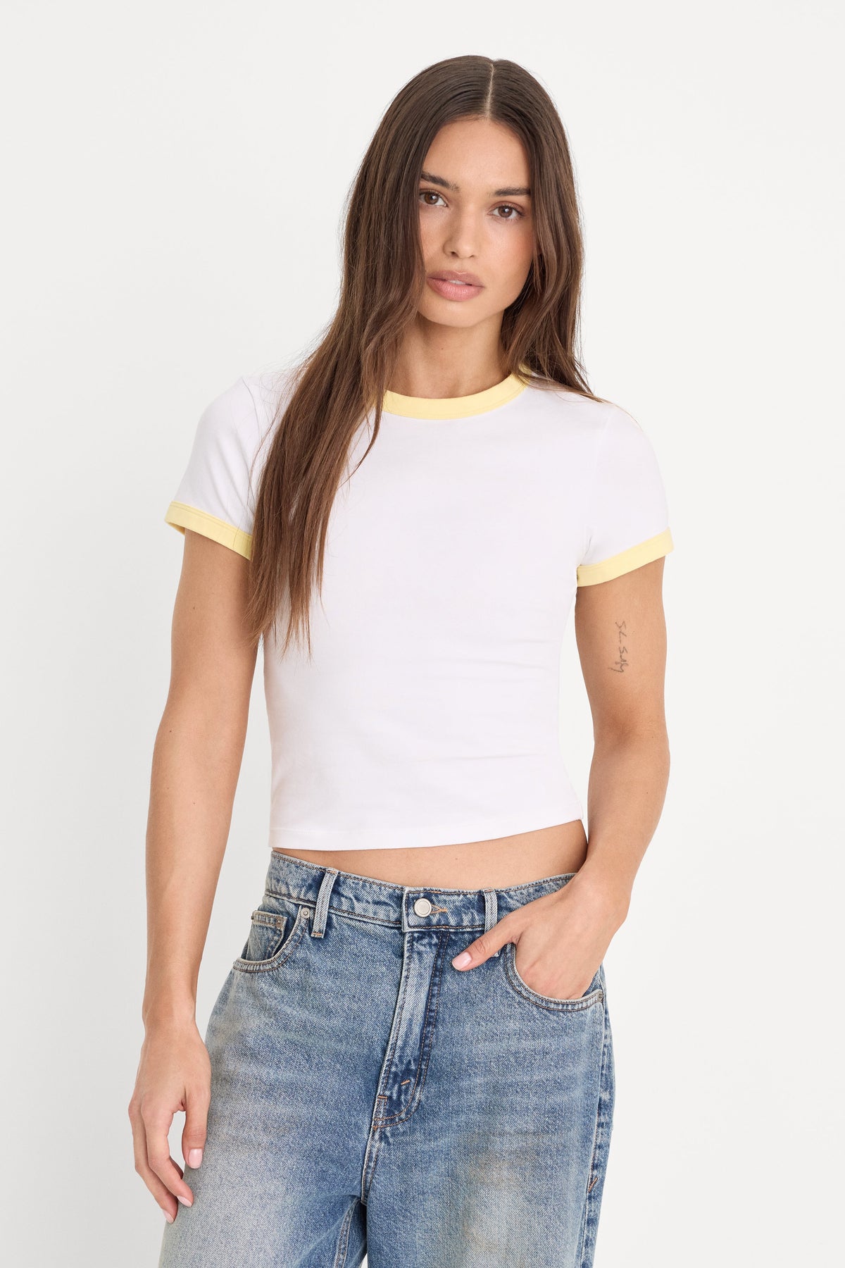 Premium THE RINGER BABY TEE WHITE001