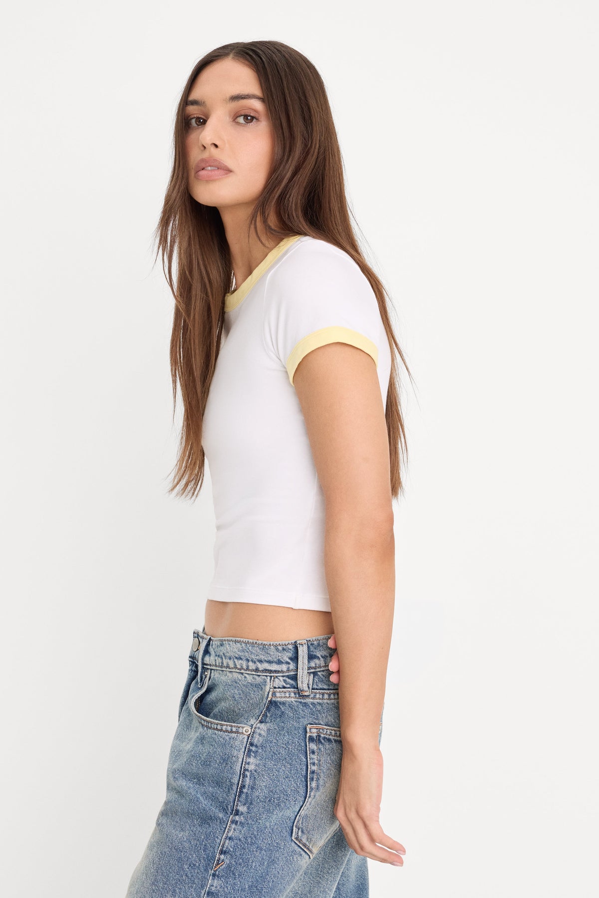Premium THE RINGER BABY TEE WHITE001