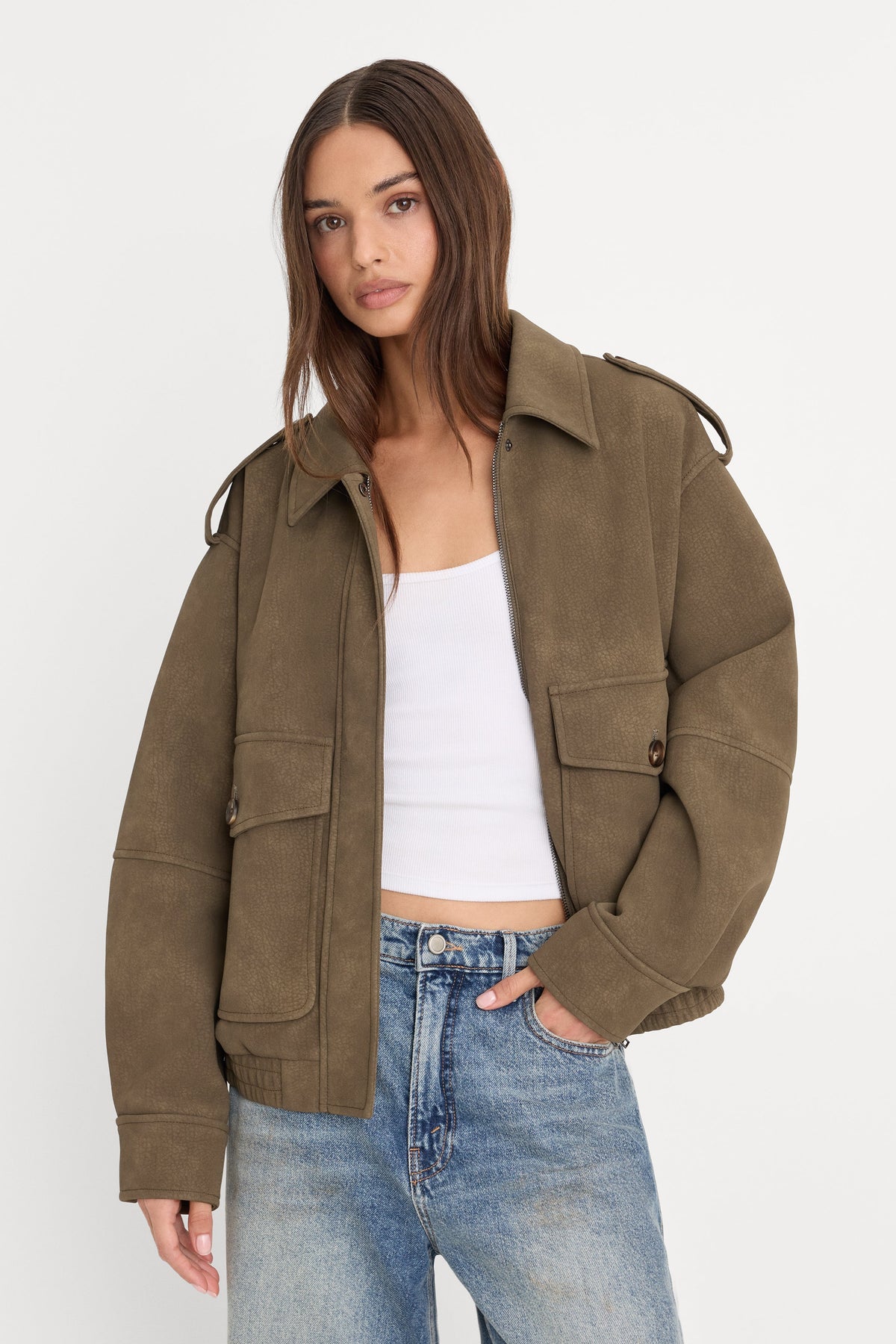 Premium THE BETTER THAN LEATHER BOMBER JACKET STONE