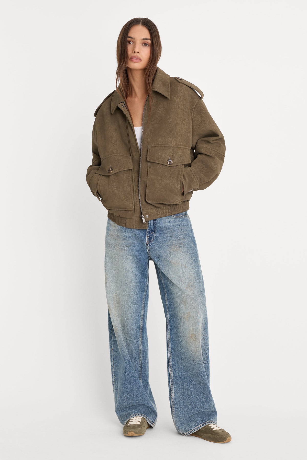 Premium THE BETTER THAN LEATHER BOMBER JACKET STONE