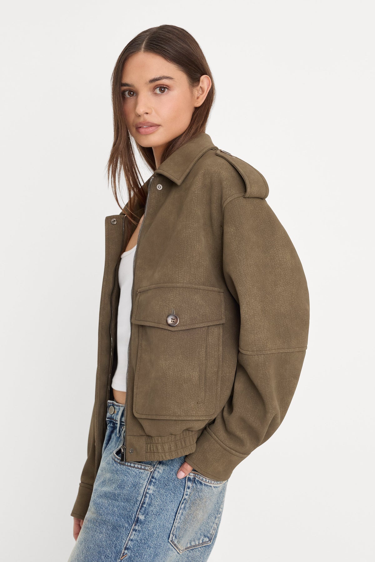 Premium THE BETTER THAN LEATHER BOMBER JACKET STONE