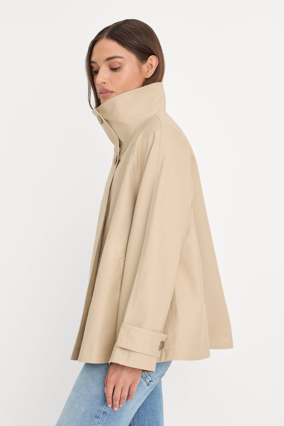Premium THE FUNNEL NECK TRENCH LIGHT TAUPE