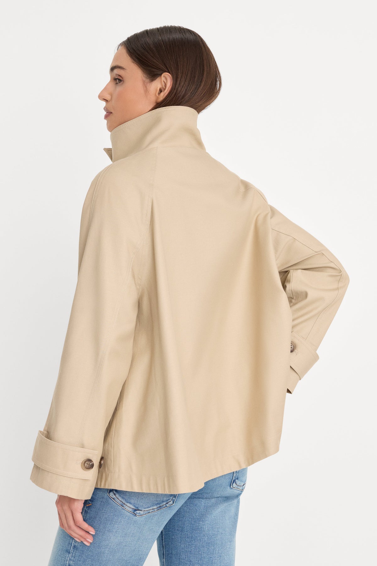 Premium THE FUNNEL NECK TRENCH LIGHT TAUPE
