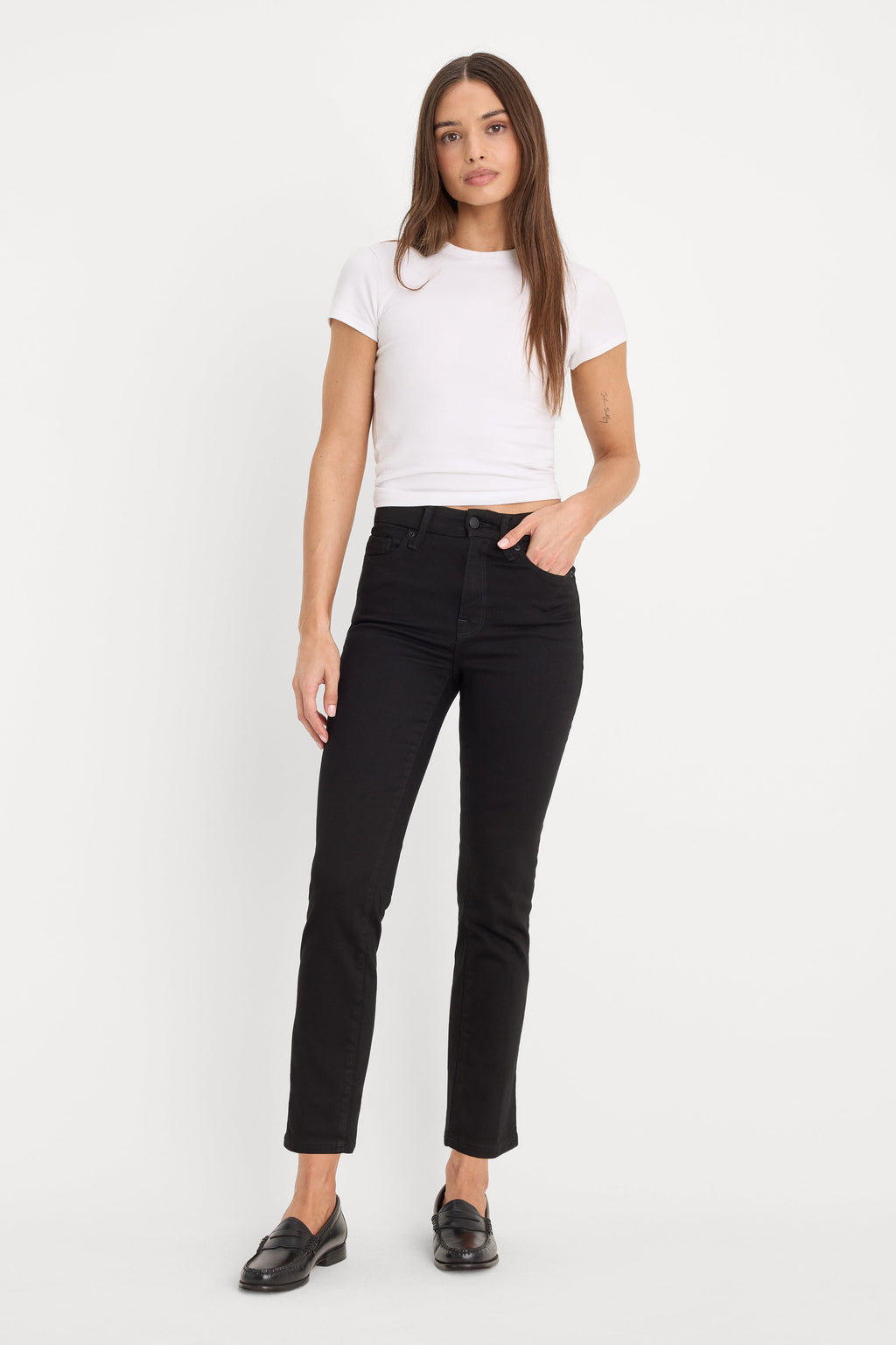 Premium NEVER FADES GOOD LEGS STRAIGHT JEANS BLACK001