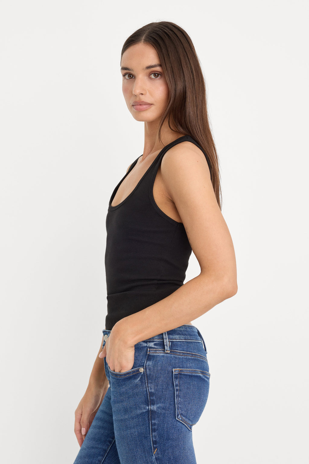 Premium MICRO RIB TANK TOP BLACK001