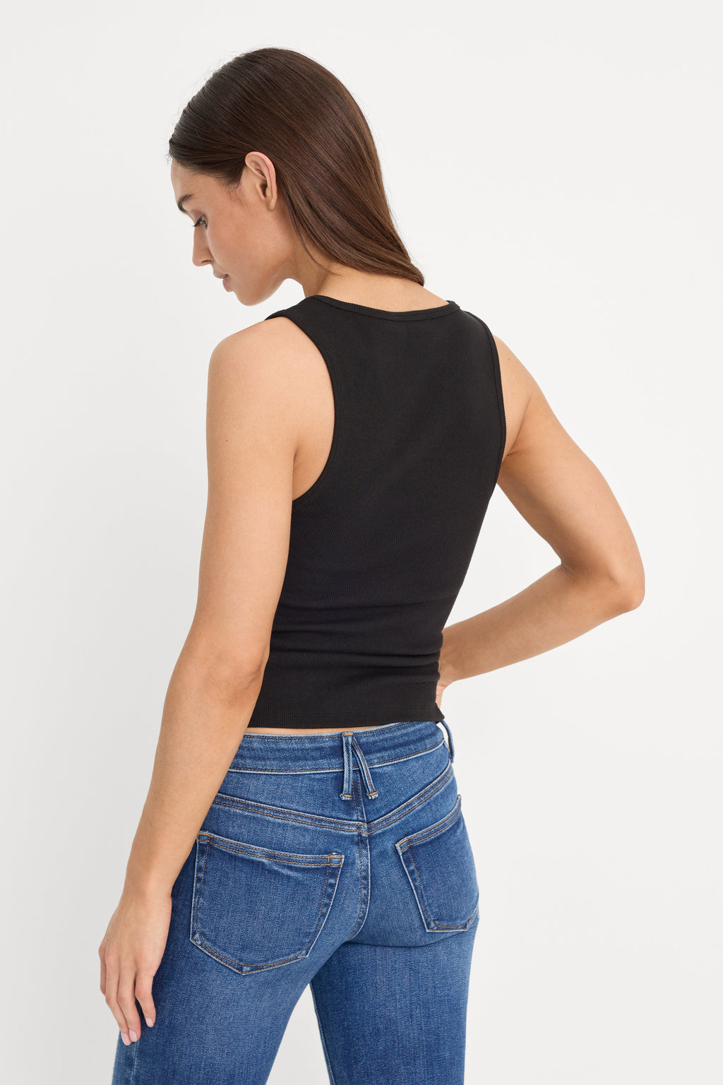 Premium MICRO RIB TANK TOP BLACK001
