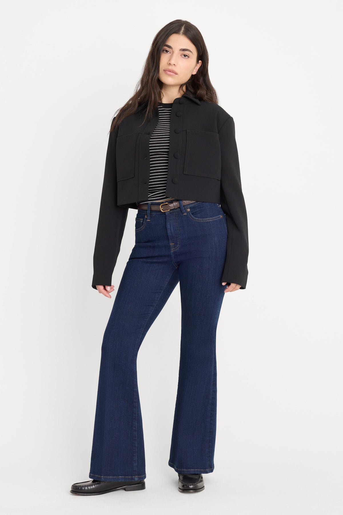 Premium GOOD PETITE FLARE JEANS INDIGO1153
