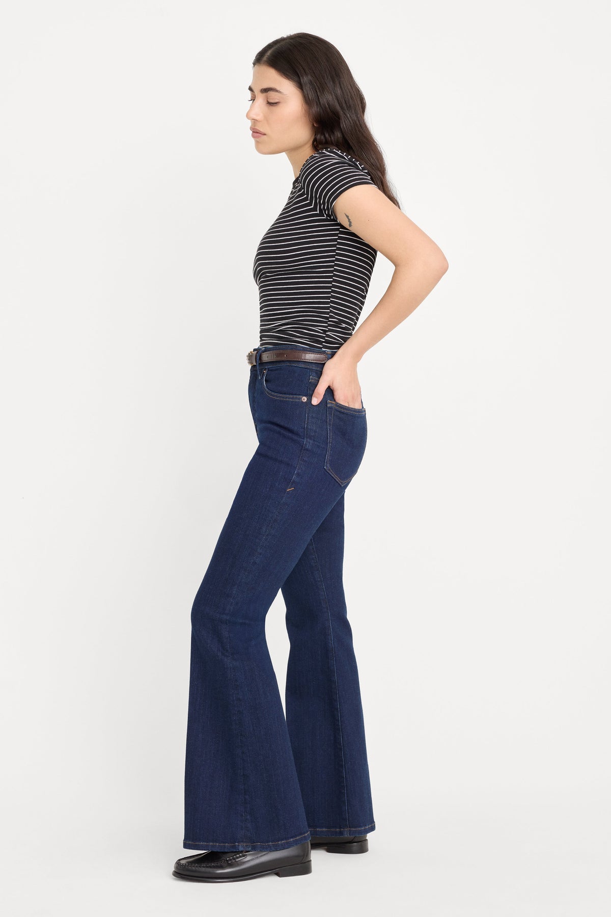 Premium GOOD PETITE FLARE JEANS INDIGO1153