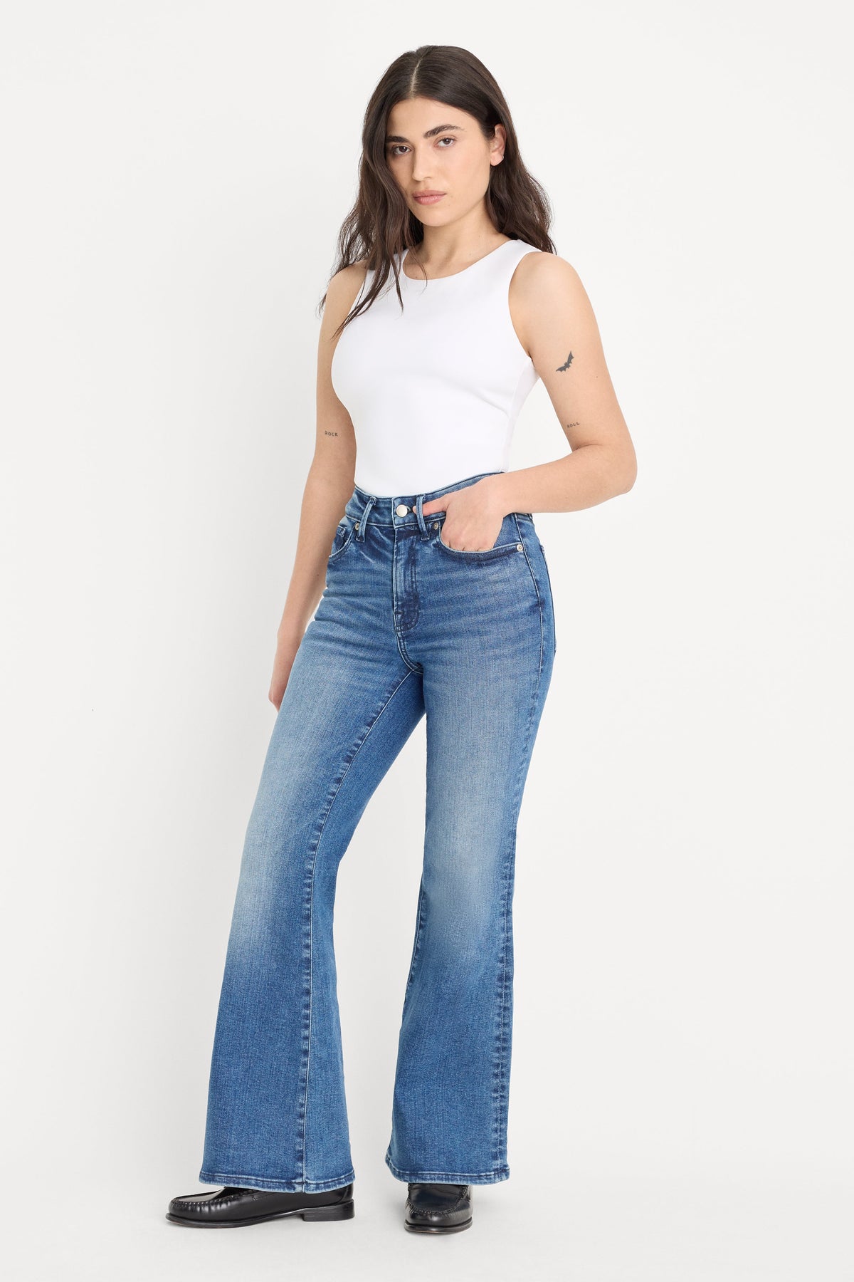 Premium ALWAYS FITS GOOD PETITE FLARE JEANS INDIGO1071