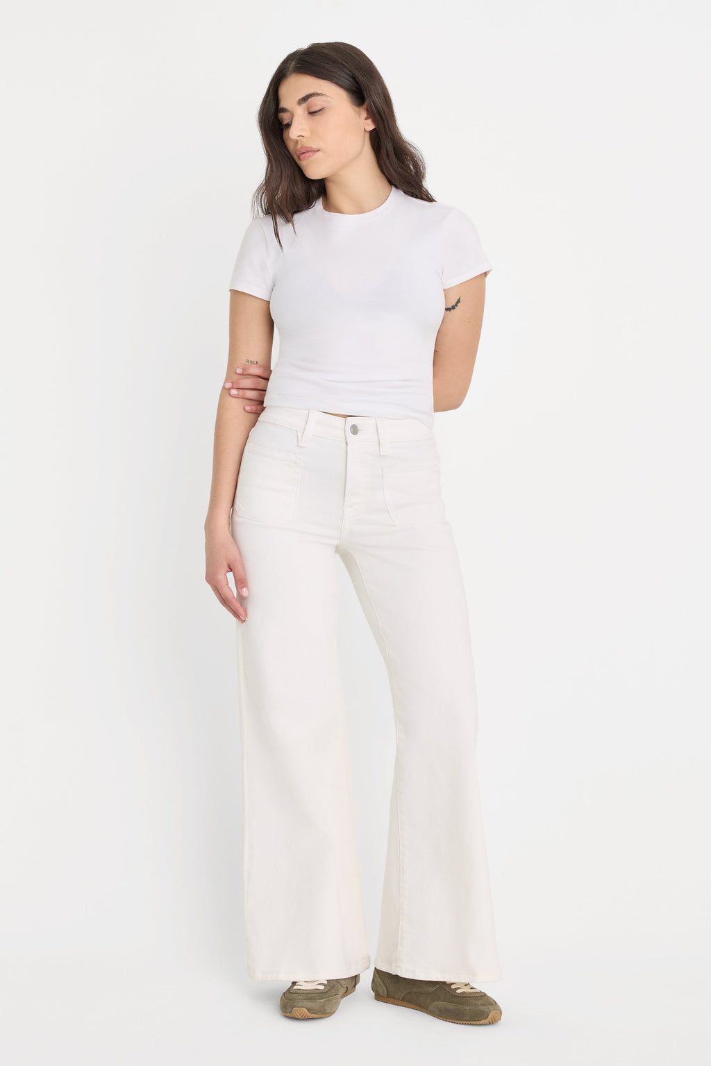 Premium GOOD PETITE PALAZZO JEANS WHITE001