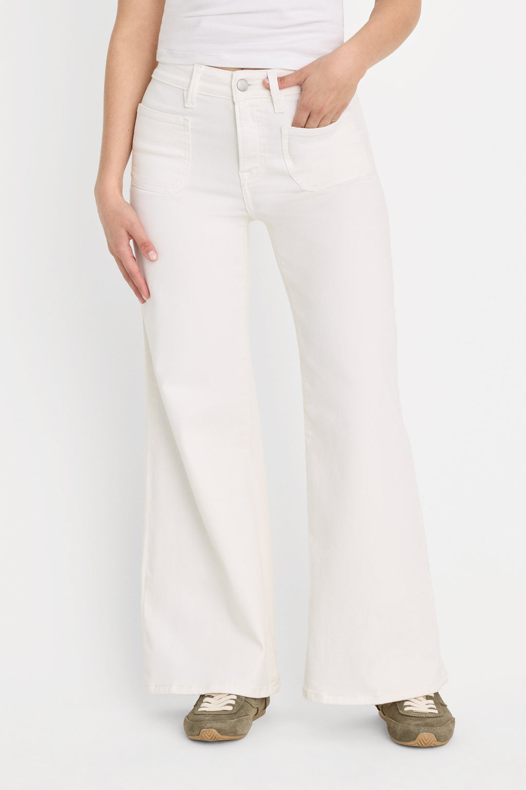 Premium GOOD PETITE PALAZZO JEANS WHITE001