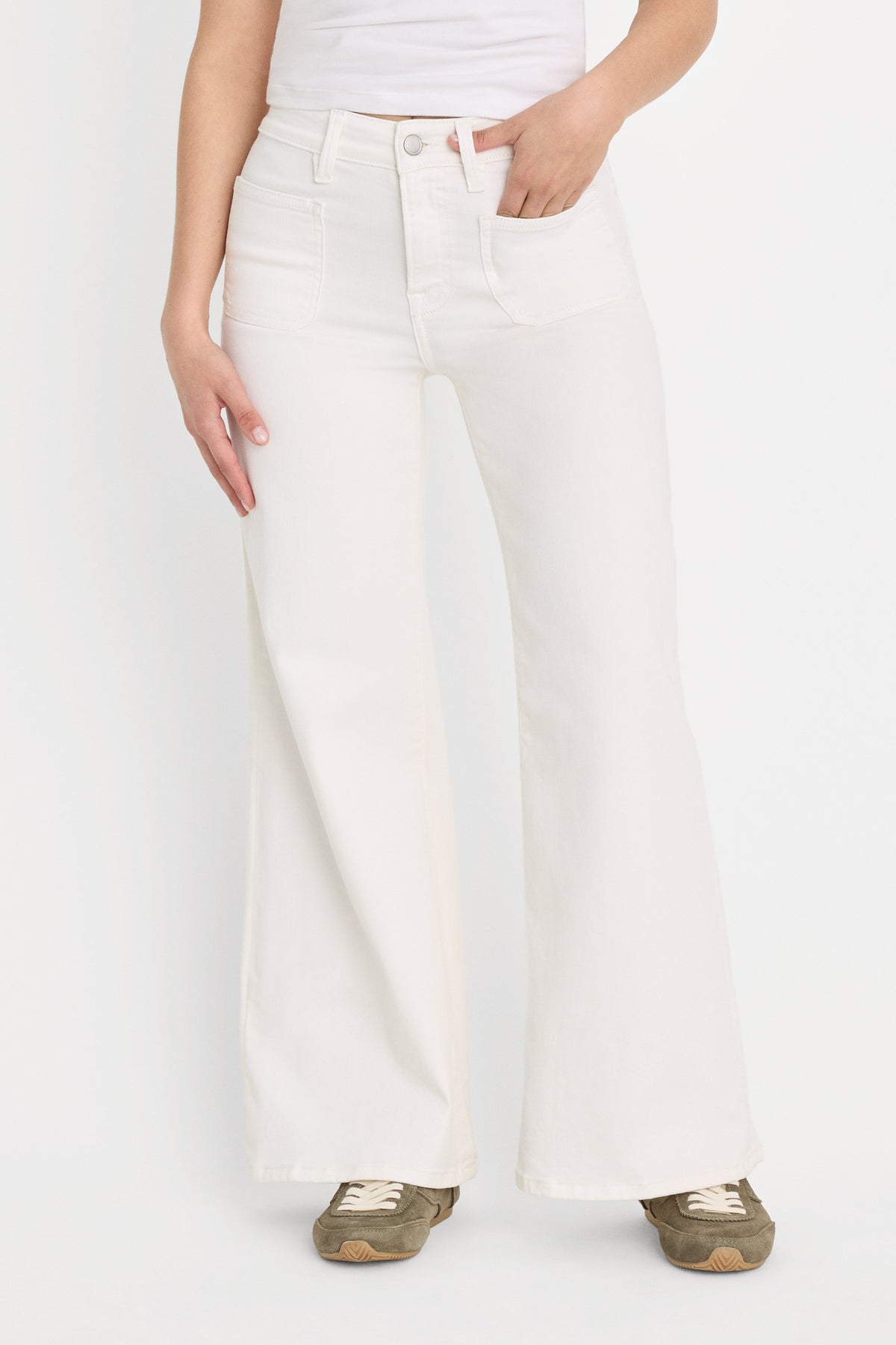 Premium GOOD PETITE PALAZZO JEANS WHITE001