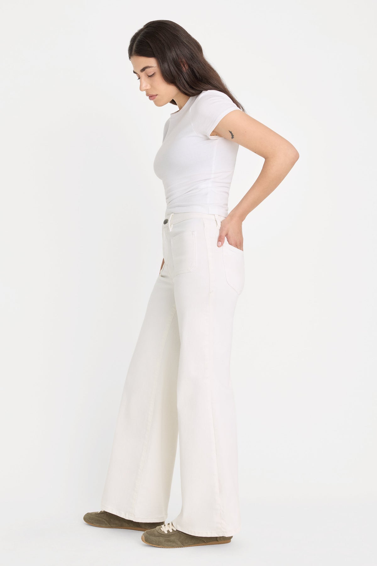 Premium GOOD PETITE PALAZZO JEANS WHITE001