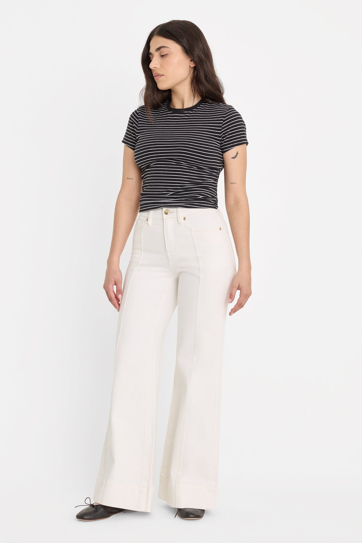 Premium GOOD PETITE PALAZZO JEANS COTTON WHITE