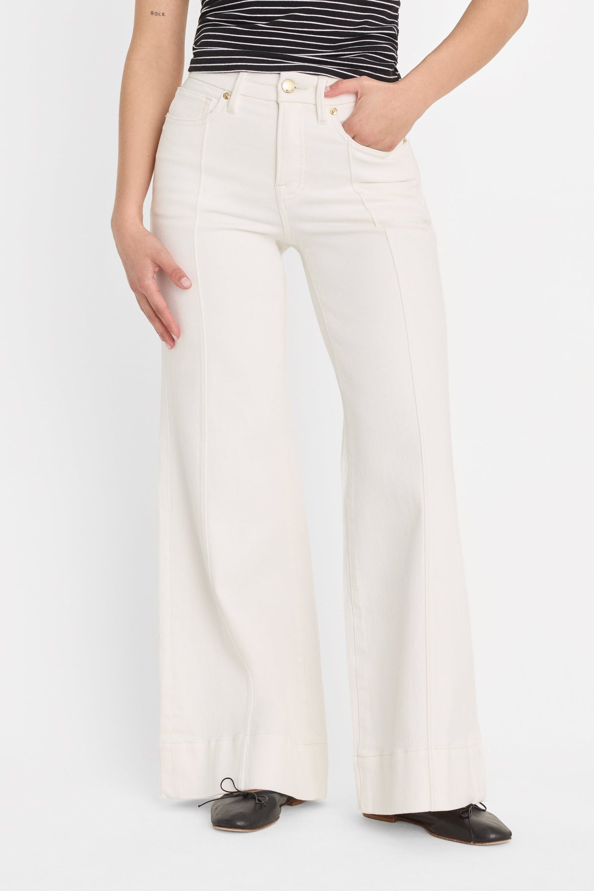 Premium GOOD PETITE PALAZZO JEANS COTTON WHITE
