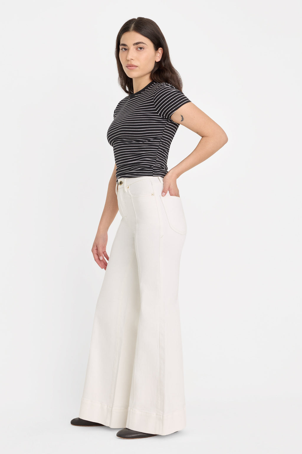 Premium GOOD PETITE PALAZZO JEANS COTTON WHITE