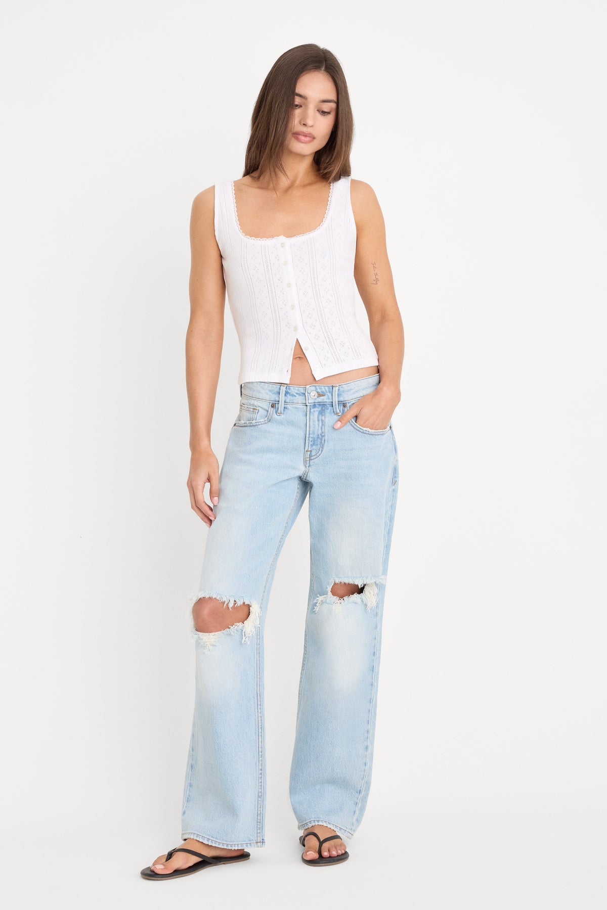 Premium THE POINTELLE BUTTON DOWN TANK WHITE001
