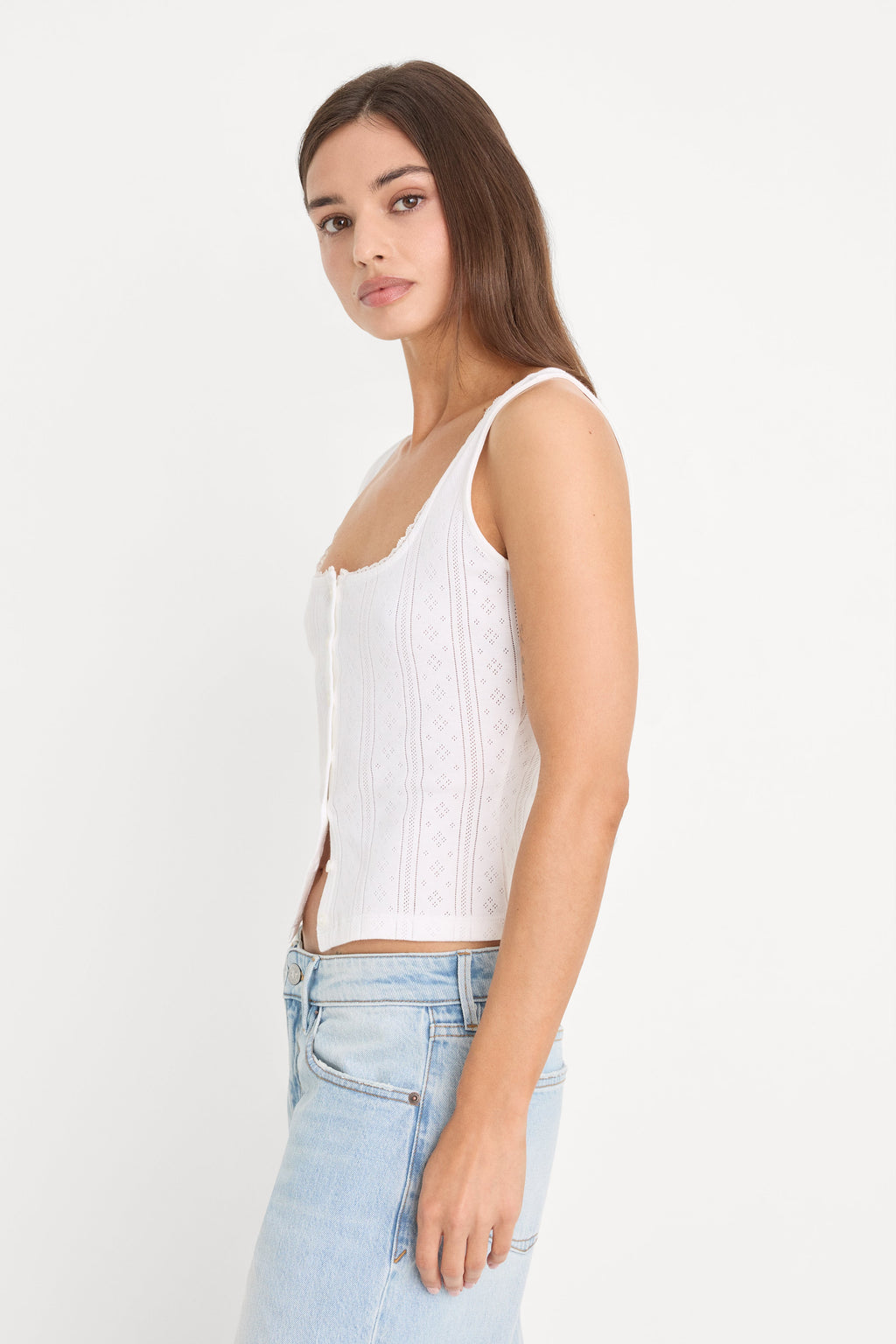 Premium THE POINTELLE BUTTON DOWN TANK WHITE001
