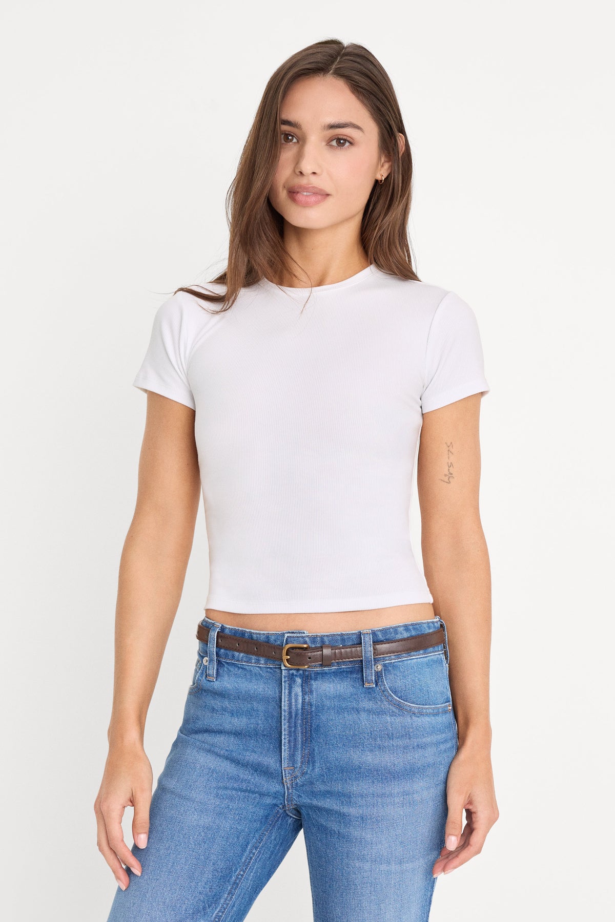Premium THE RIB BABY TEE WHITE001