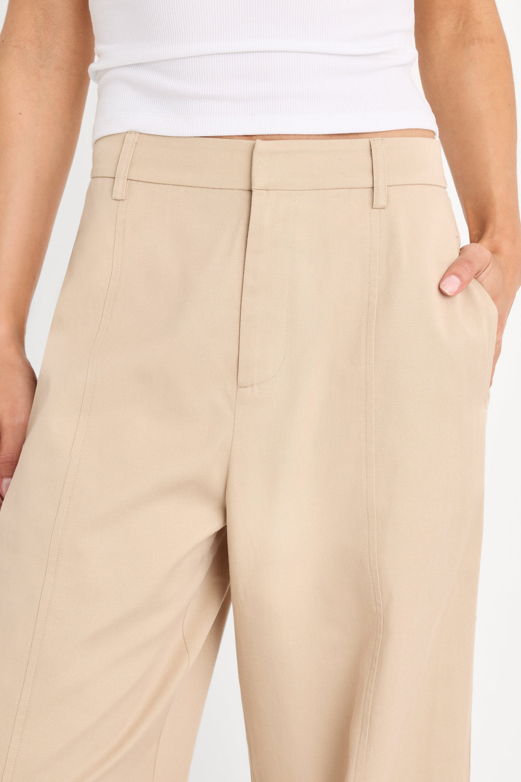 Premium THE SEAMED WIDE LEG TROUSER LIGHT TAUPE