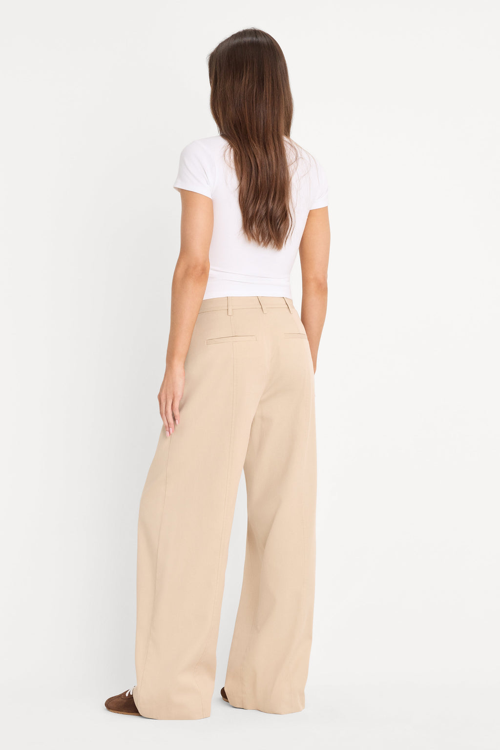 Premium THE SEAMED WIDE LEG TROUSER LIGHT TAUPE