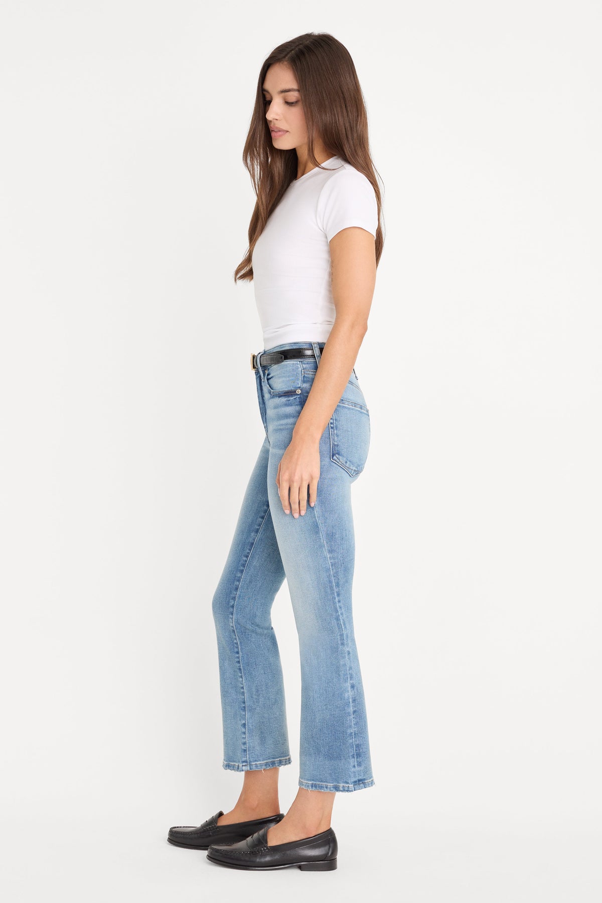 Premium SOFT TECH GOOD LEGS CROP MINI BOOT JEANS INDIGO1293
