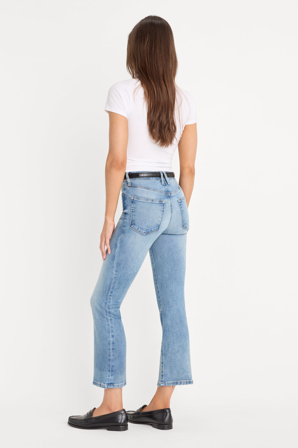 Premium SOFT TECH GOOD LEGS CROP MINI BOOT JEANS INDIGO1293