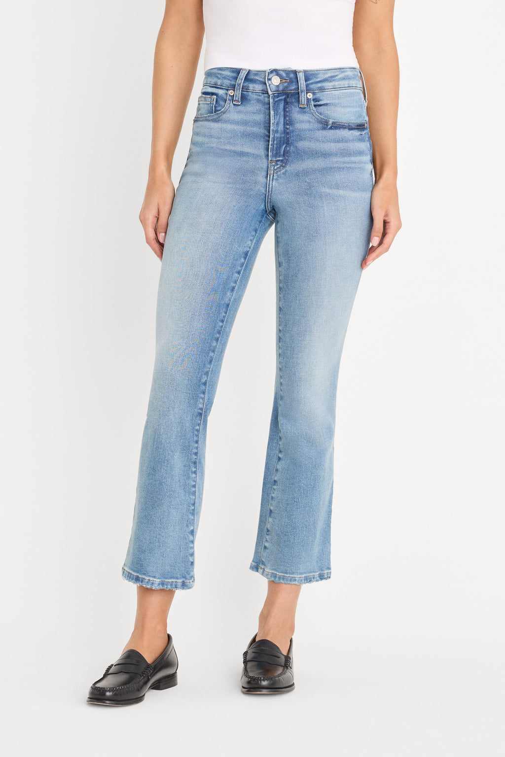 Premium SOFT TECH GOOD LEGS CROP MINI BOOT JEANS INDIGO1293