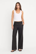 Premium THE WIDE LEG LINEN TROUSER BLACK