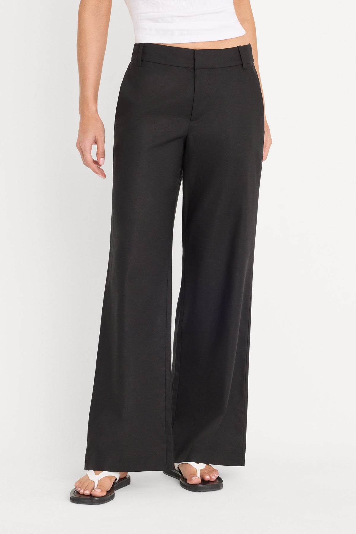 Premium THE WIDE LEG LINEN TROUSER BLACK