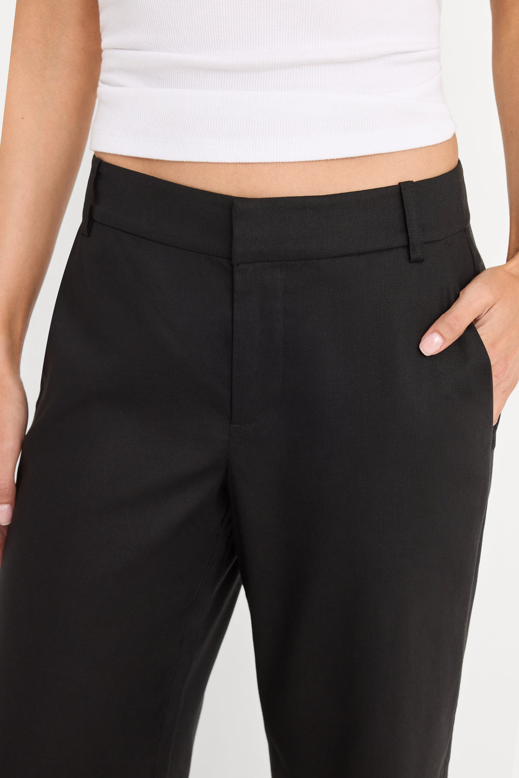 Premium THE WIDE LEG LINEN TROUSER BLACK