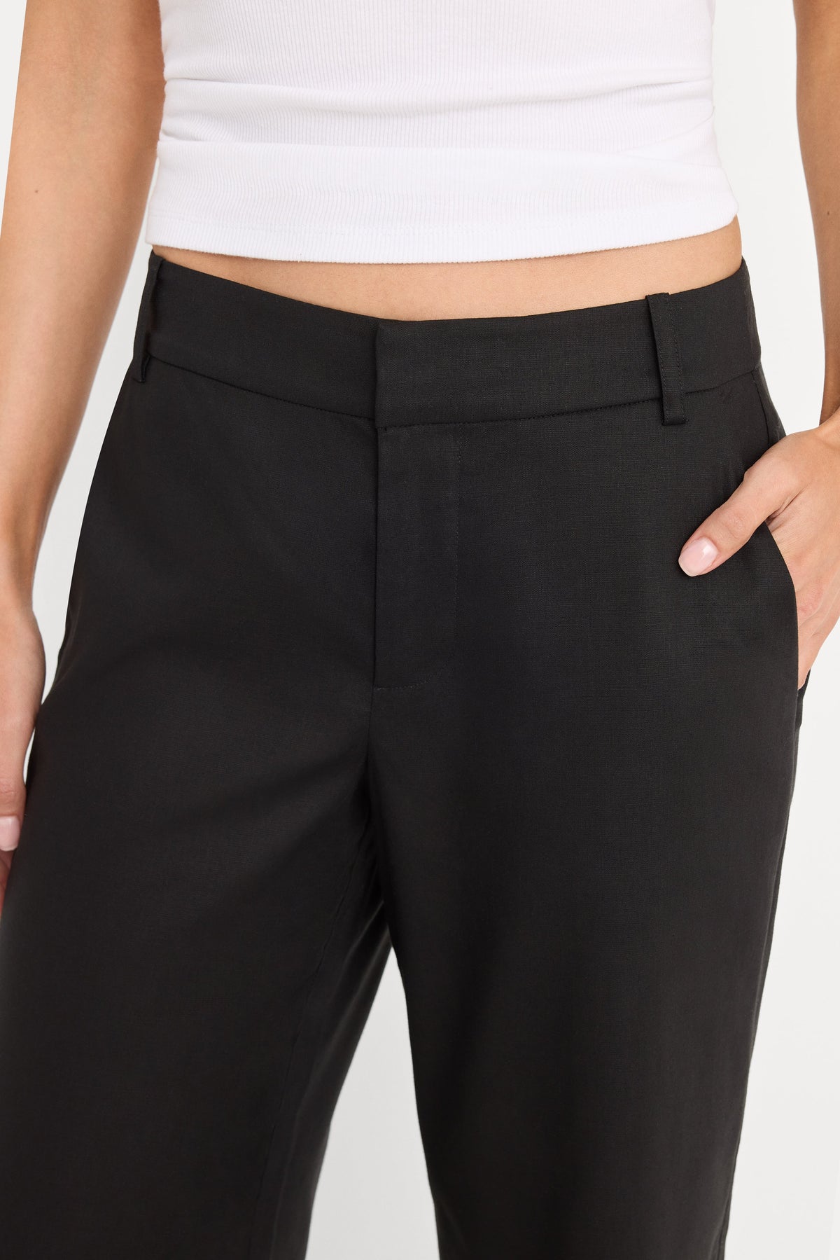 Premium THE WIDE LEG LINEN TROUSER BLACK