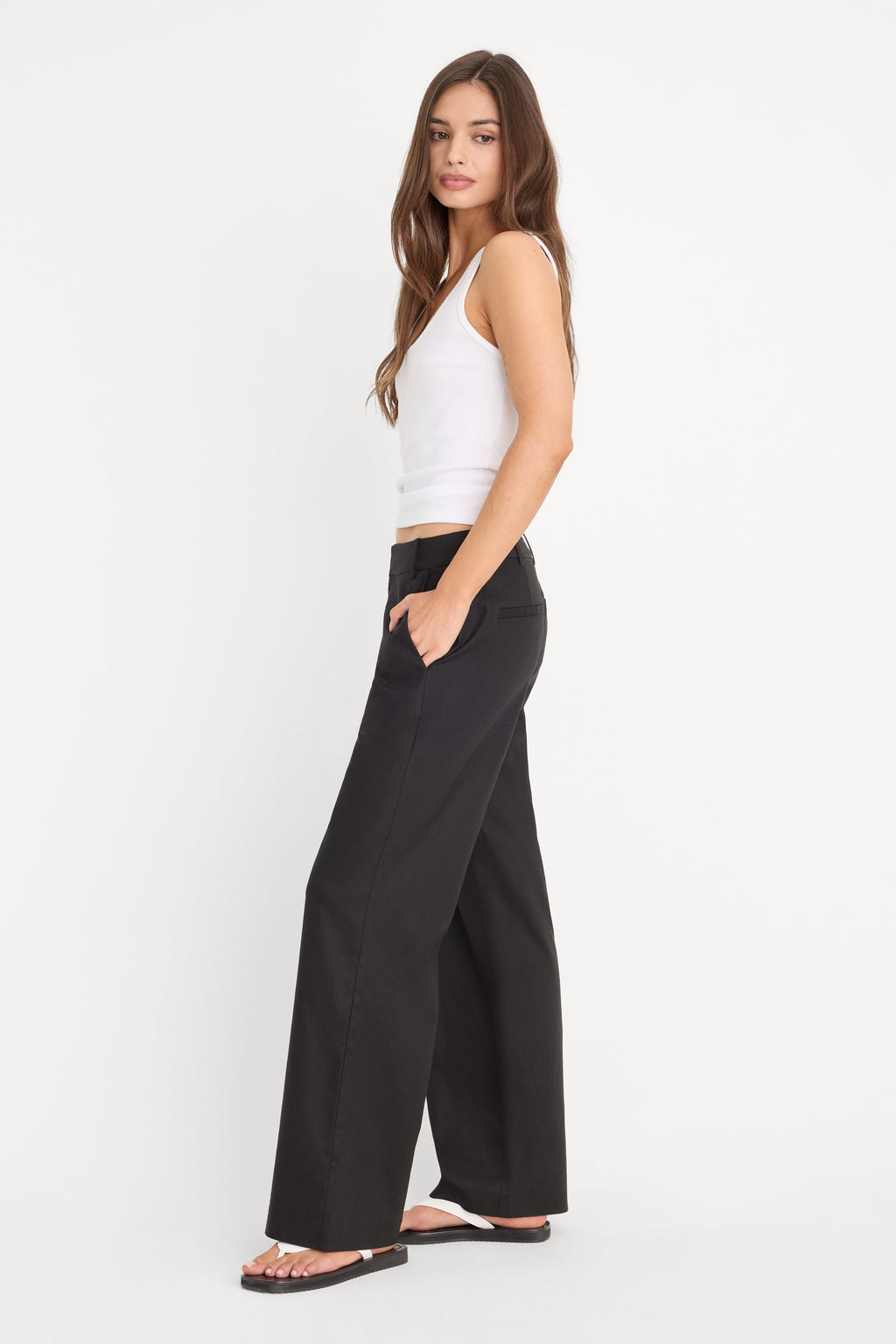 Premium THE WIDE LEG LINEN TROUSER BLACK