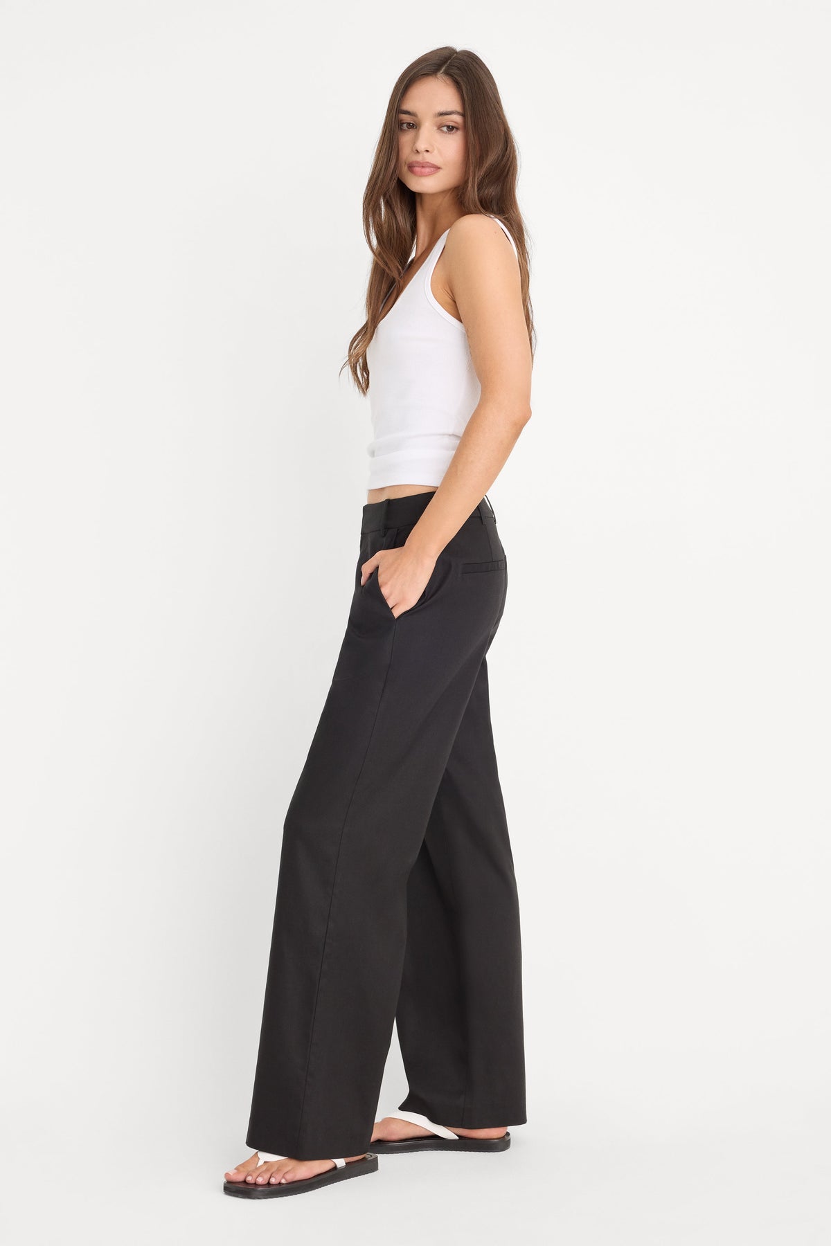 Premium THE WIDE LEG LINEN TROUSER BLACK