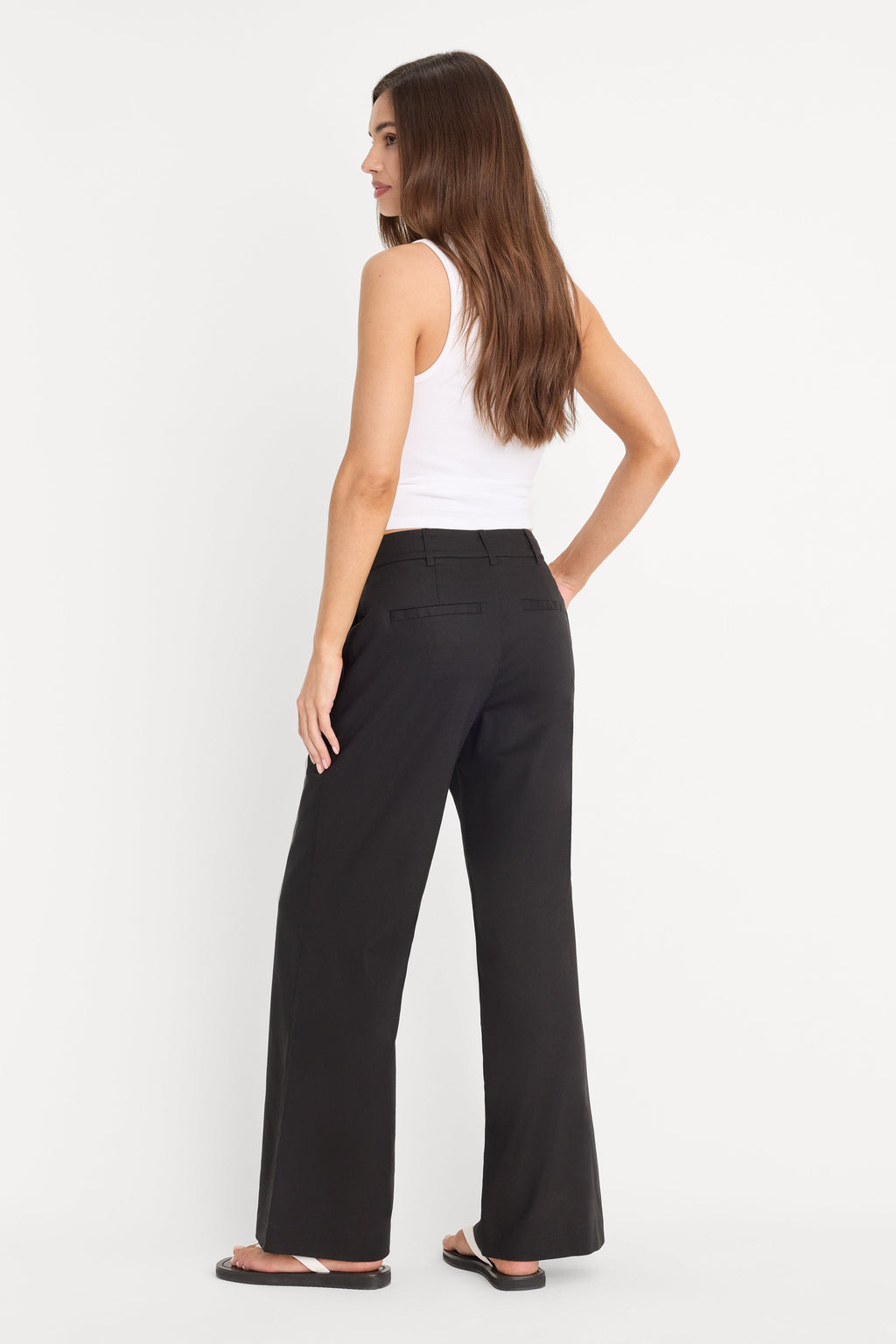 Premium THE WIDE LEG LINEN TROUSER BLACK