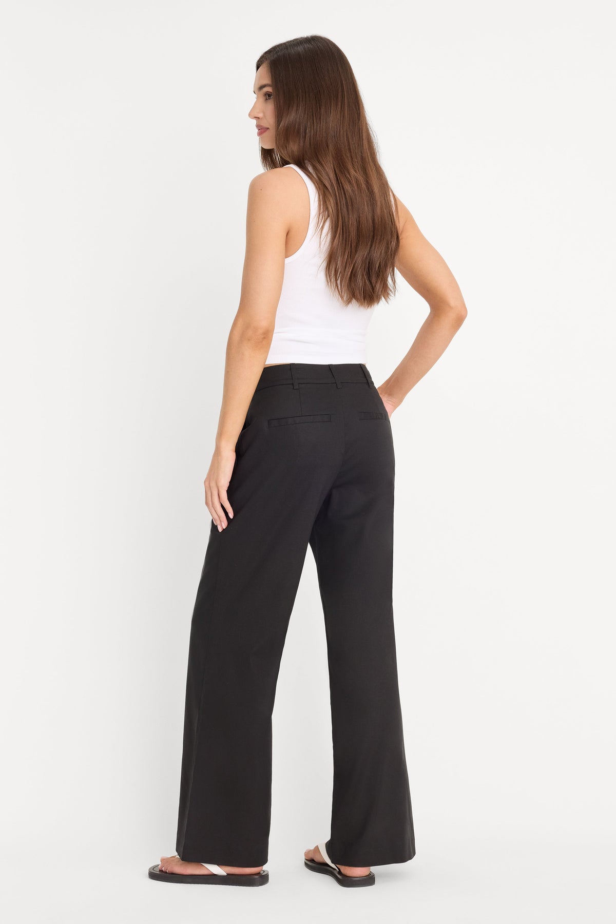 Premium THE WIDE LEG LINEN TROUSER BLACK