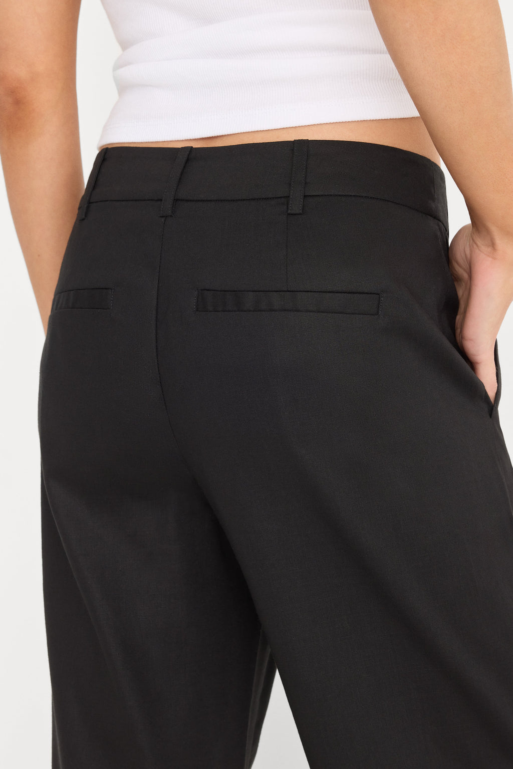 Premium THE WIDE LEG LINEN TROUSER BLACK
